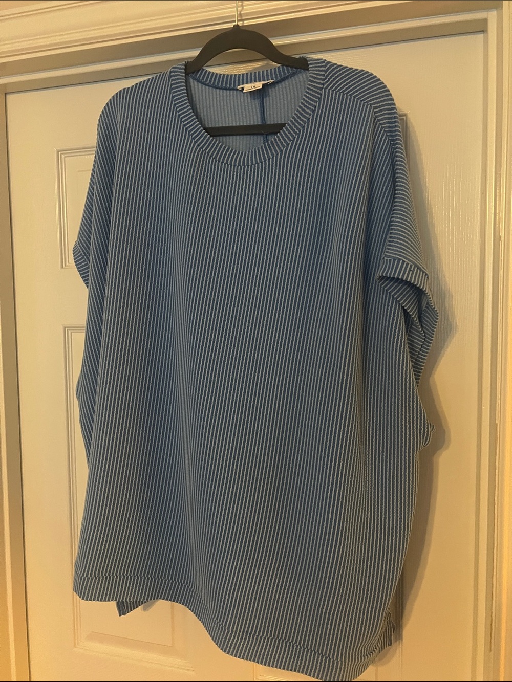 Blue ribbed Women’s Short Sleeve Top